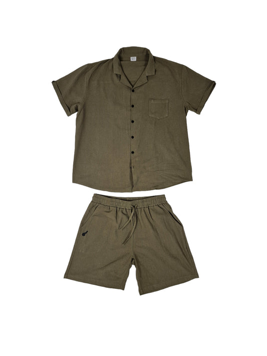 Linen/Cotton set in relaxed fit - green with Dick