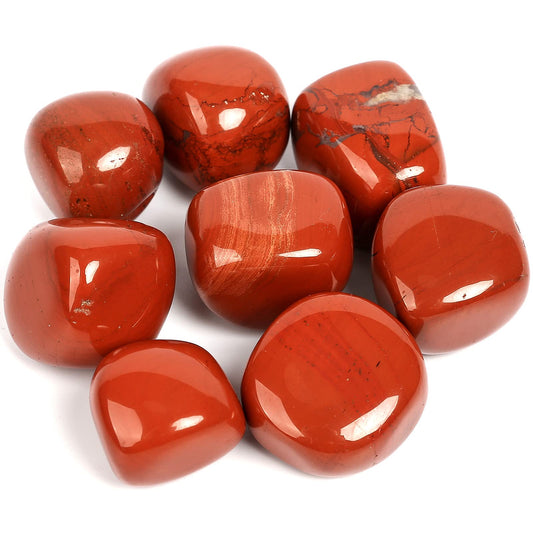Röd kristall, tumlad red jasper eller röd jaspis