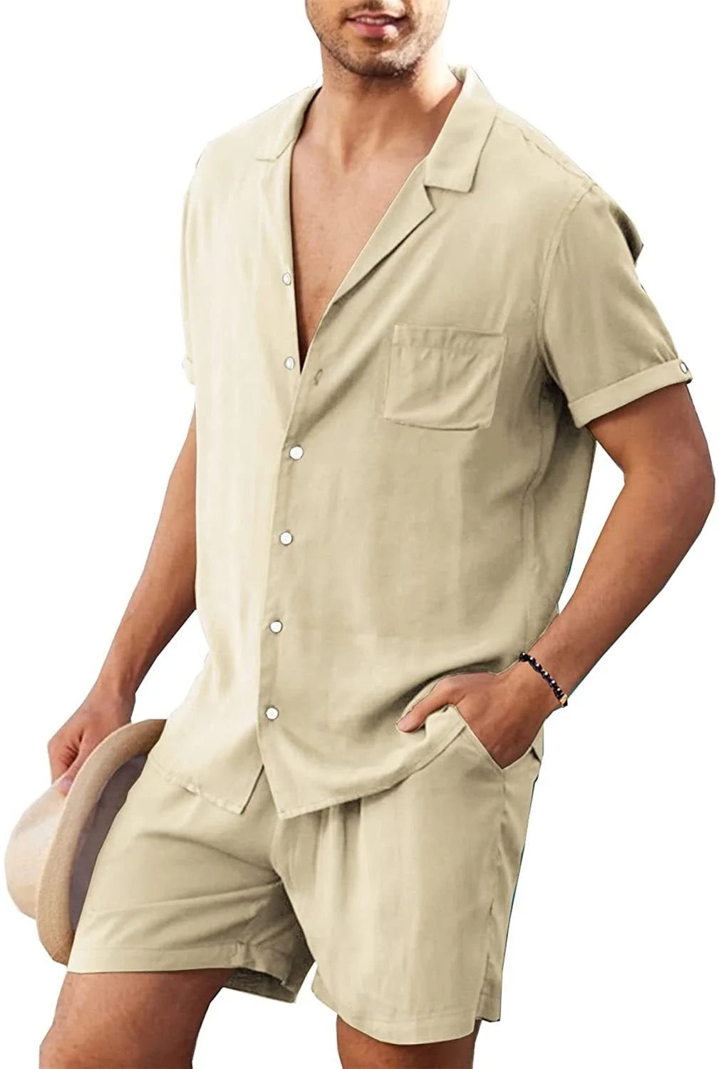 Linne/Bomulls set, Relaxed fit - Beige