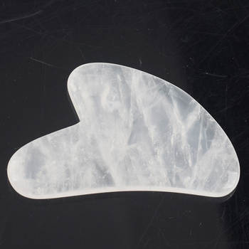 Rascador facial o raspador facial, herramienta Gua Sha en cuarzo transparente o cristal de roca