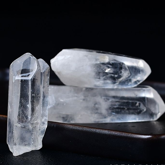 Clear quartz, rock crystal, raw tips.