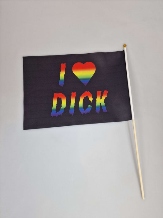Flags on a stick, hand flag or hand flags for Pride and other parades