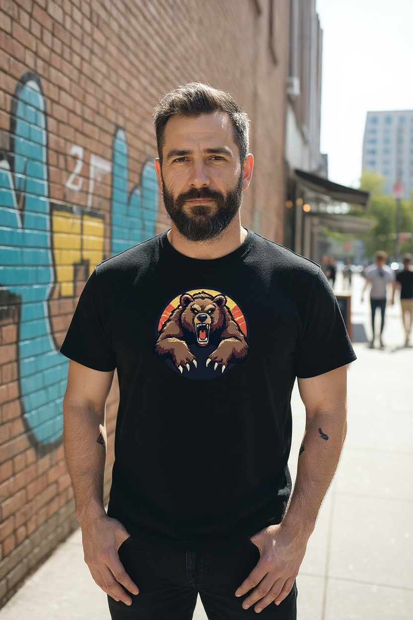 T-shirt med roligt tryck av en björn eller en fetish bear