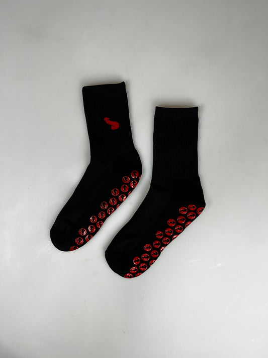 Anti-Rutsch-Socken, schwarz/rote Sportsocken