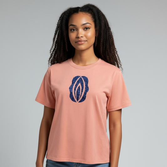 T-shirt, Rosa med blå glittrig puss