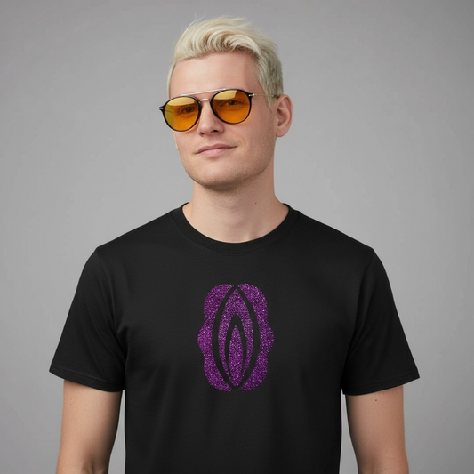 T-shirt, Svart med lila glittrig puss