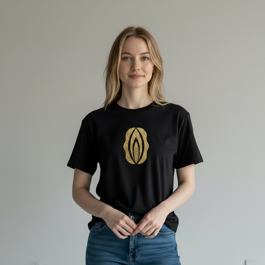 T-shirt, Svart med guldig glittrig puss