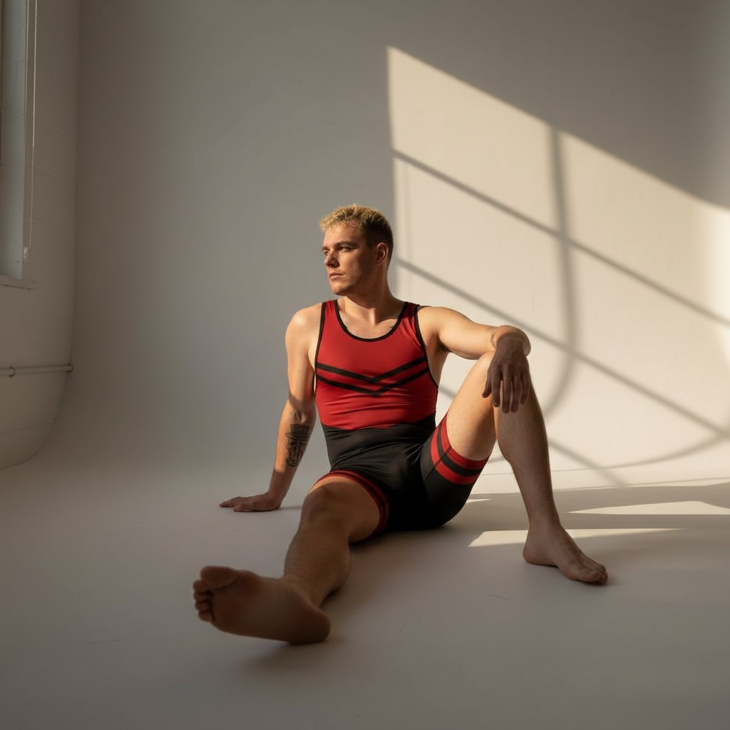 Dickfashion singlets – tyngdlyftnings- & brottardräkter i premiumkvalité, röd & svart