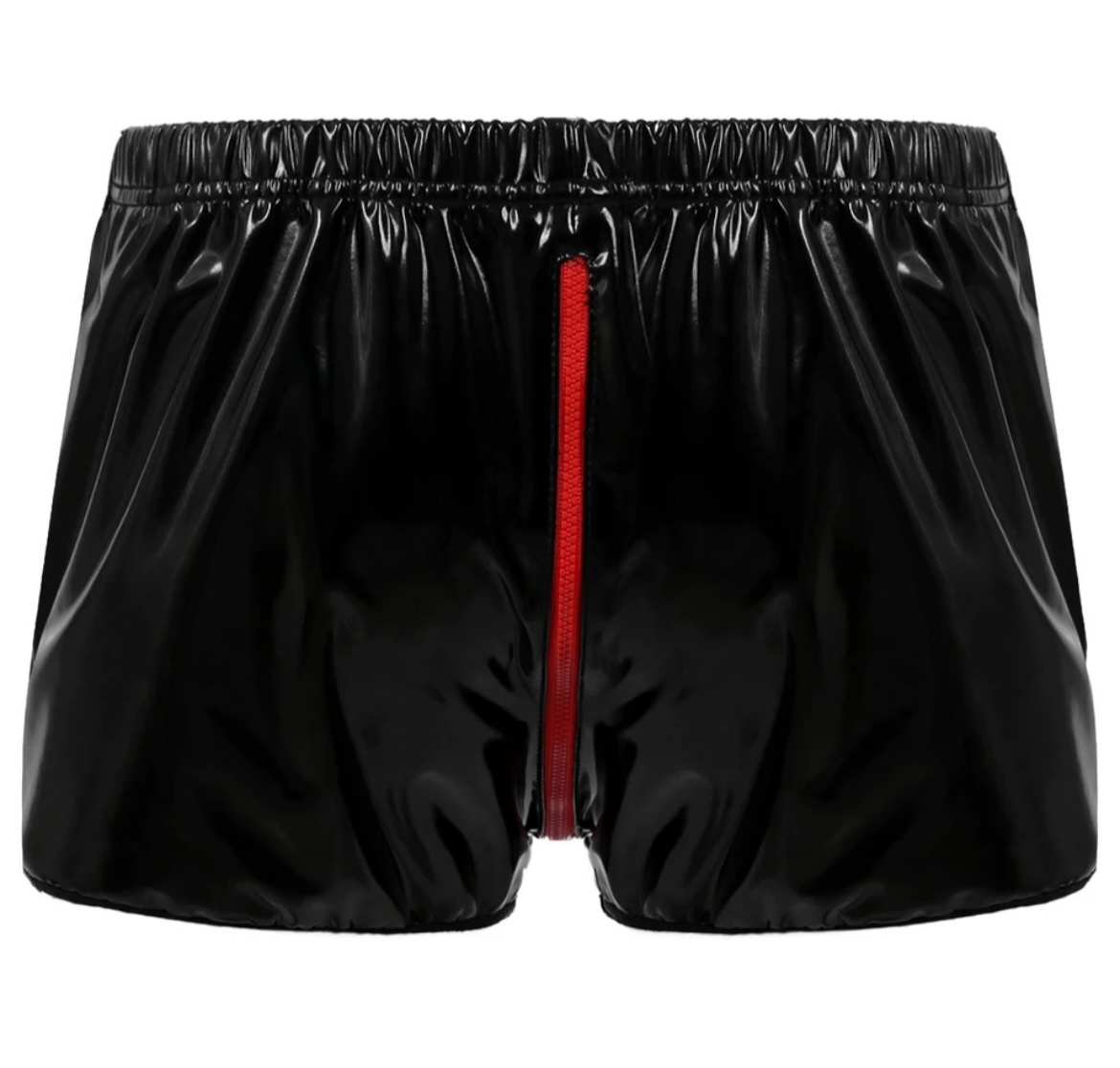 Upptäck Dickfashions sköna shorts, sexiga och bekväma shorts i gummisyntet med röd dragkedja både fram och bak
