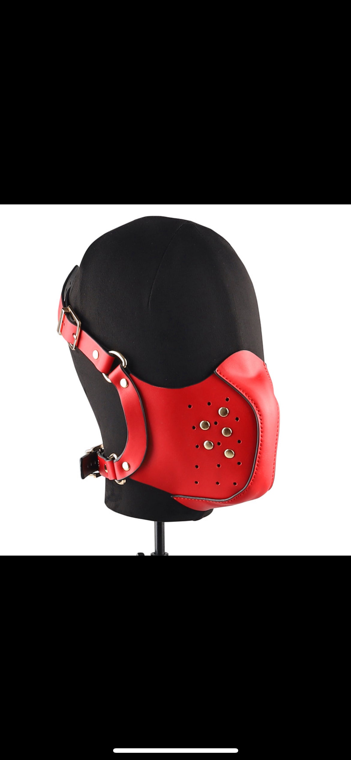 Lädermask - fetish- puppyplay - bdsm, ansiktsmask eller munkorg i äkta läder. Finns i svart och rött