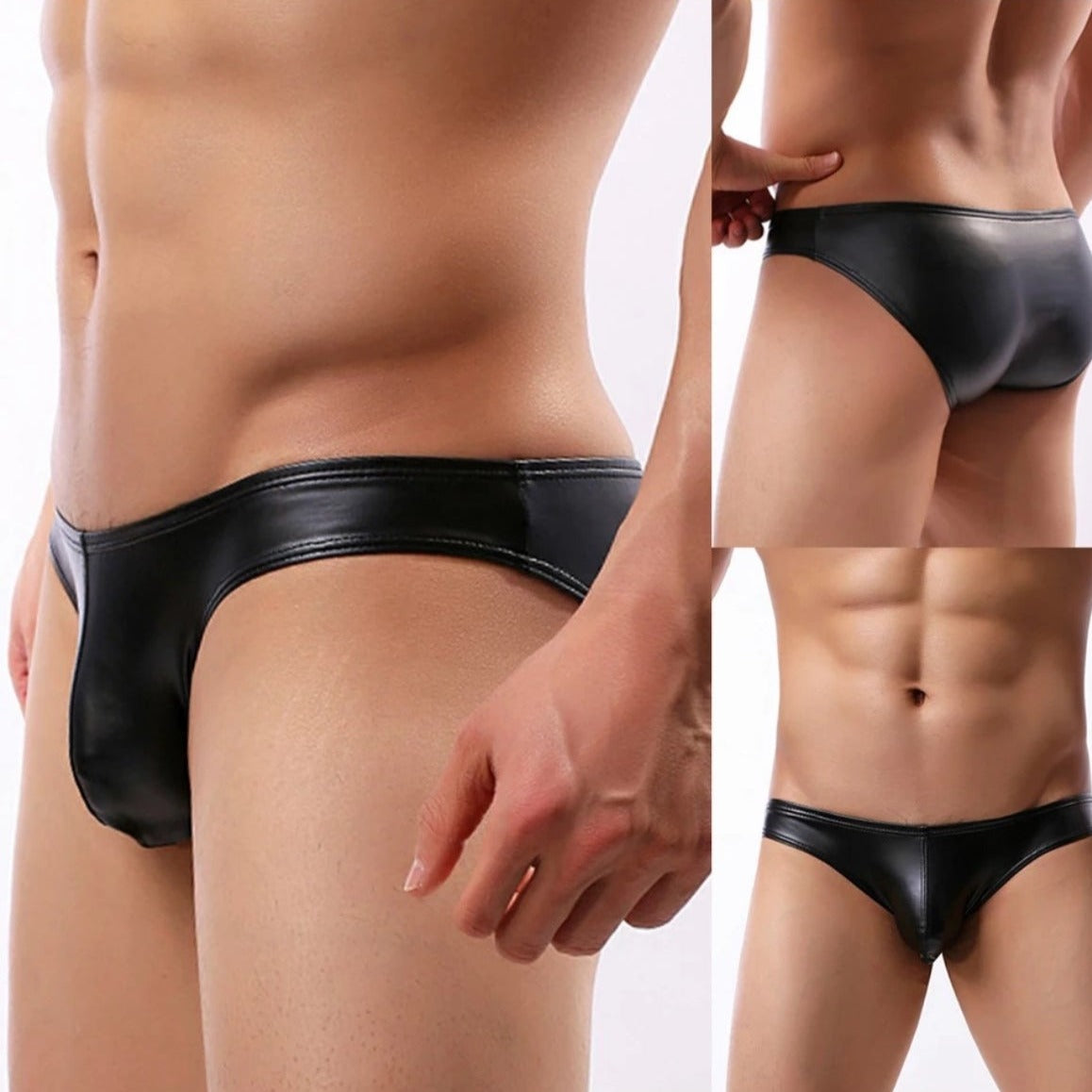 Black shiny and sexy rubber briefs, shorts or swimming trunks