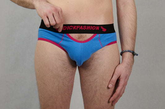 Briefs with holes both front and back - Blue/Magenta