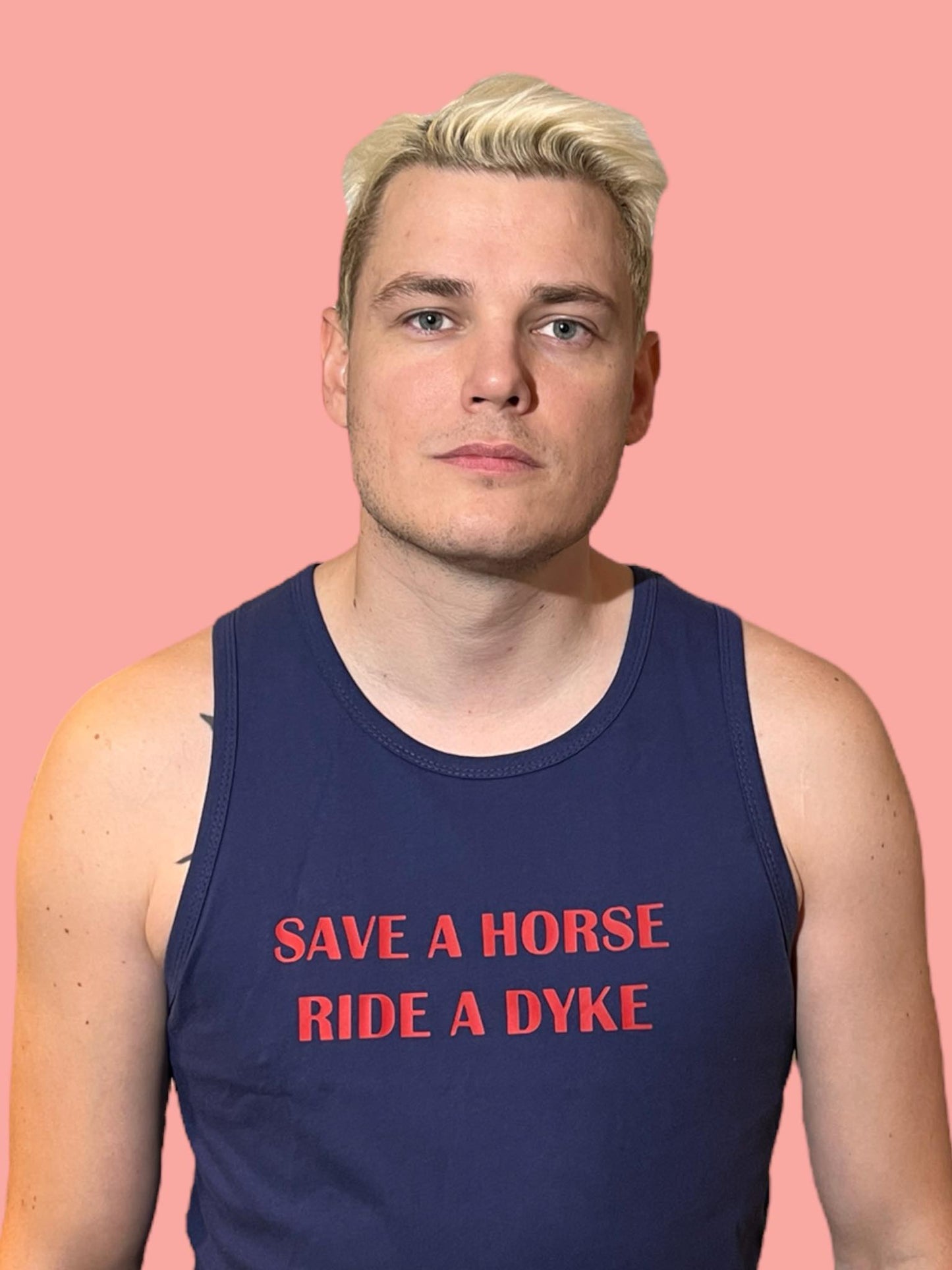 Linne med tryck SAVE A HORSE RIDE A DYKE