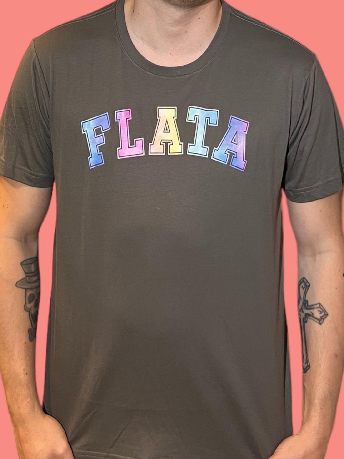 T-shirt med tryck, FLATA i regnbågsfärg