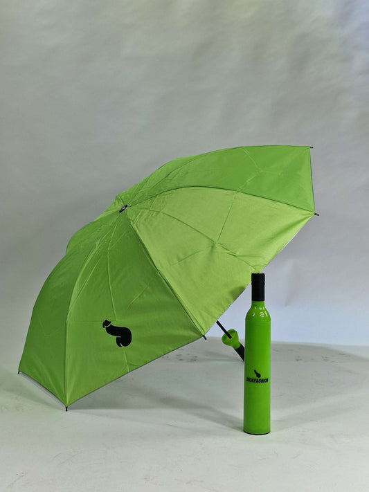 Snyggt och roligt grönt herr eller dam paraply med ett praktiskt fodral