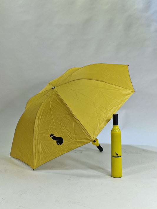 Stilvoller und einzigartiger gelber Regenschirm mit praktischem Etui