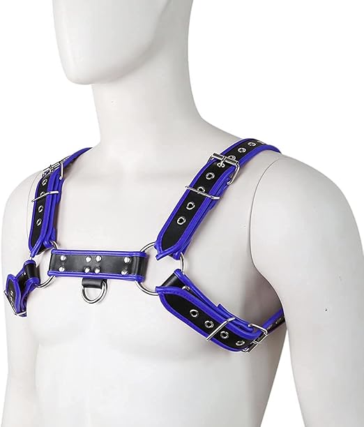 Harness i svart och blått äkta läder, typ bulldog