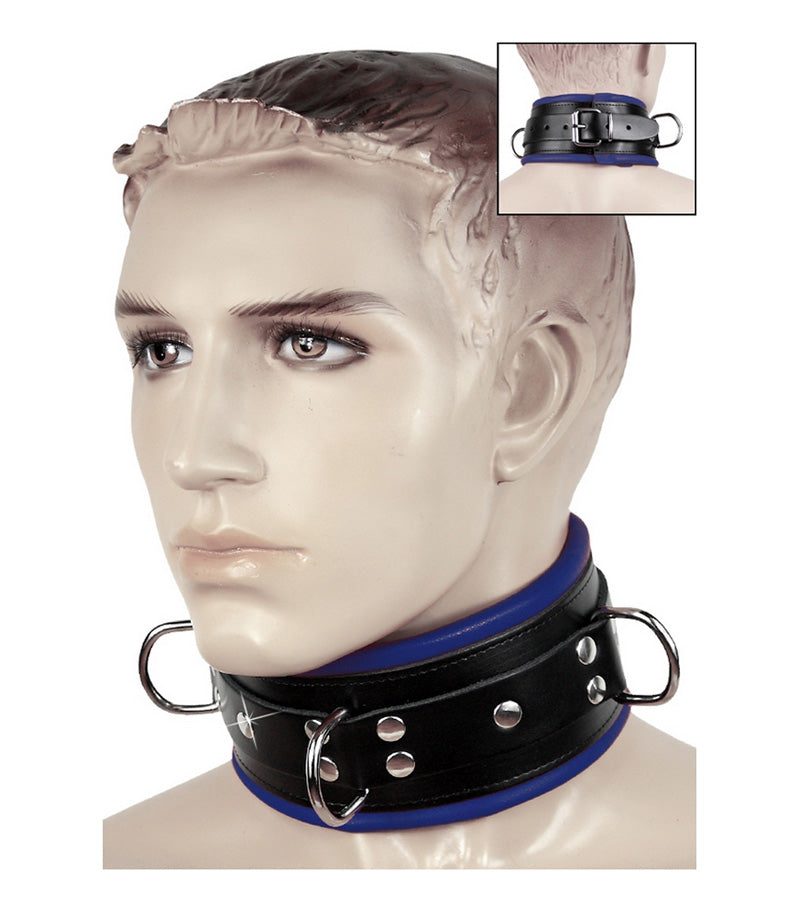 Choker / Halsband / Collar i äkta läder, med tre ringar.