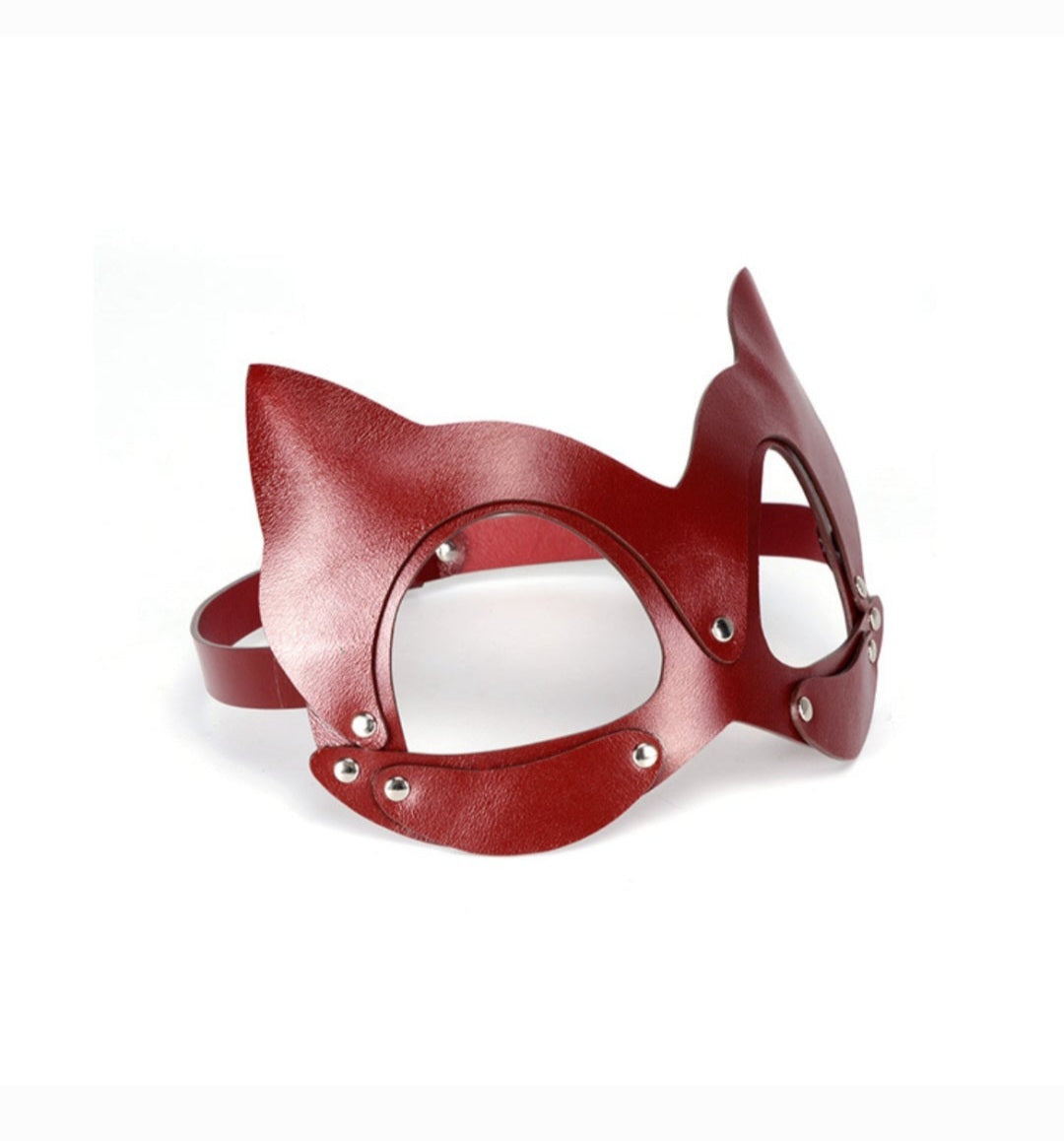 Mask, eye mask in leather or leather, in red or black