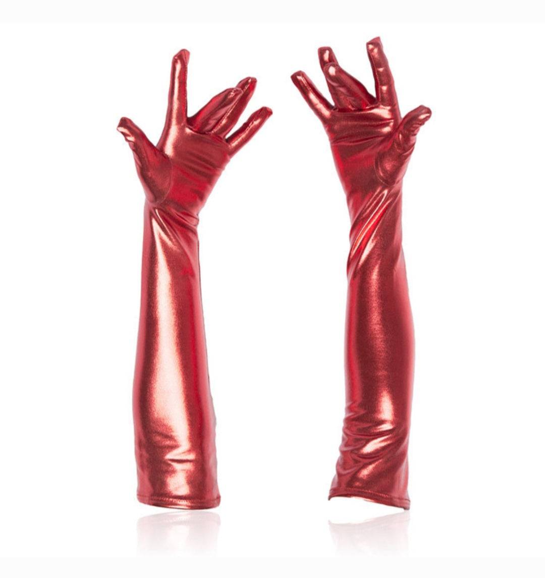 Long red gloves