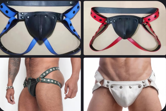 Jockstrap i läder med löstagbar front