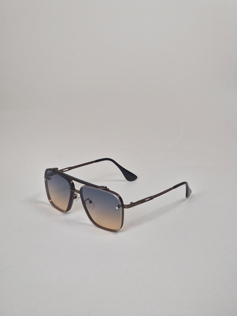 Polarized sunglasses for men and women, blue brown tinted. No.24