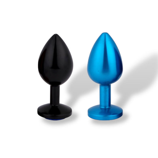 Buttplug i nickelfritt blå eller svartfärgat stål