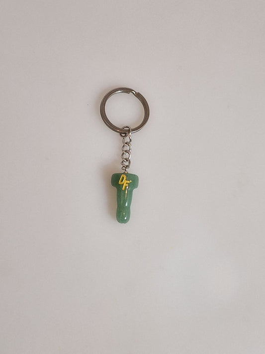 Key ring with green aventurine, green aventurine