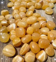 Tumlad kristall, calcite yellow, gul calcite