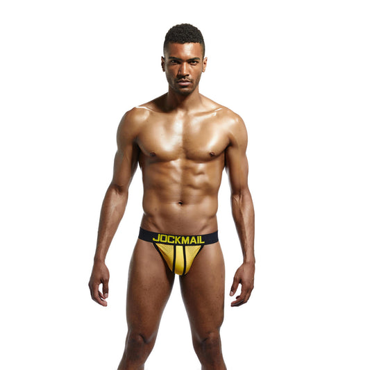 Explore style and comfort: Sexy Jockstraps in Blue, Yellow, White and Black!