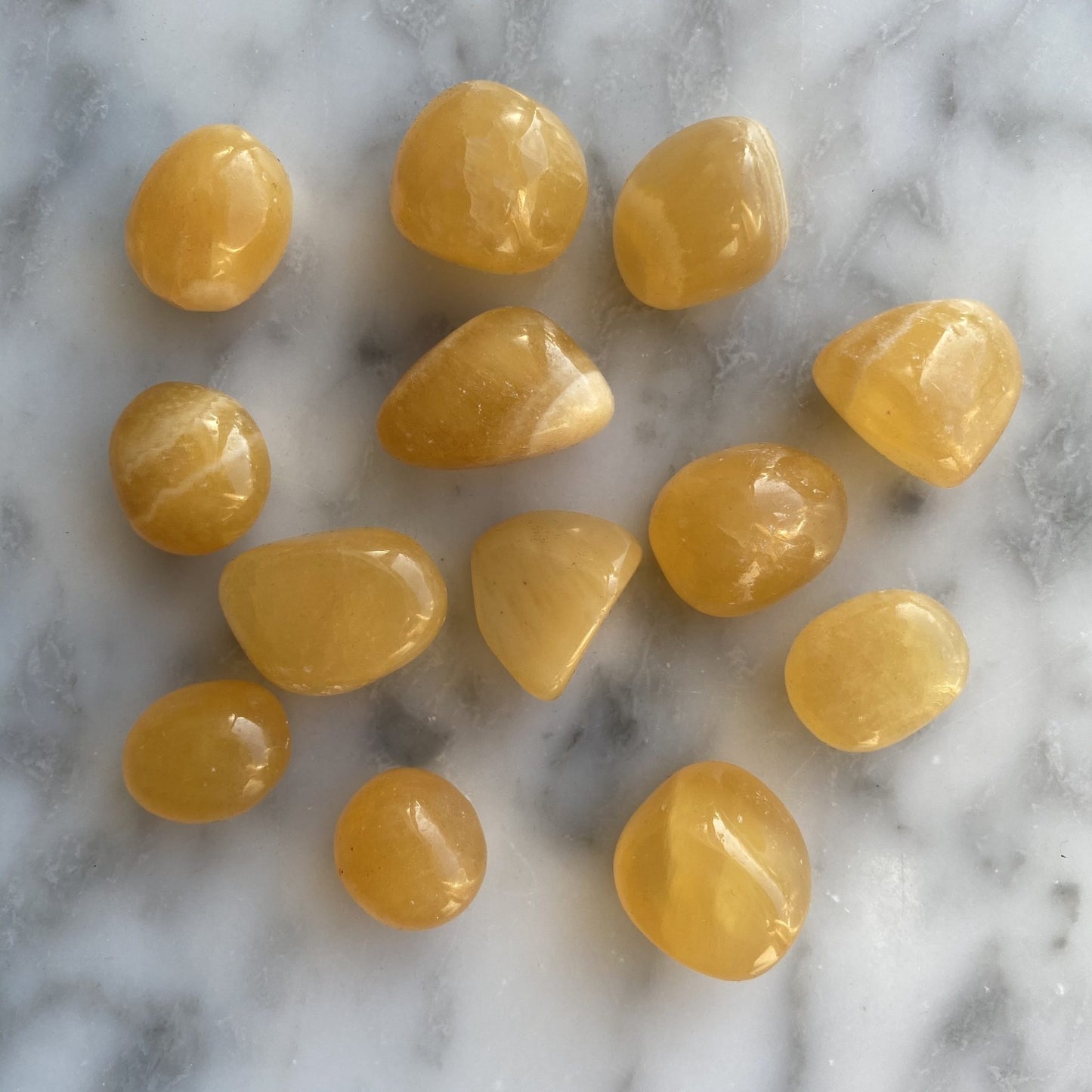 Tumlad kristall, calcite yellow, gul calcite