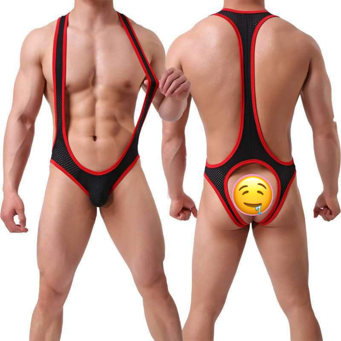 Stylish singlets or wrestling costumes with bare bottoms. Available in many colors.
