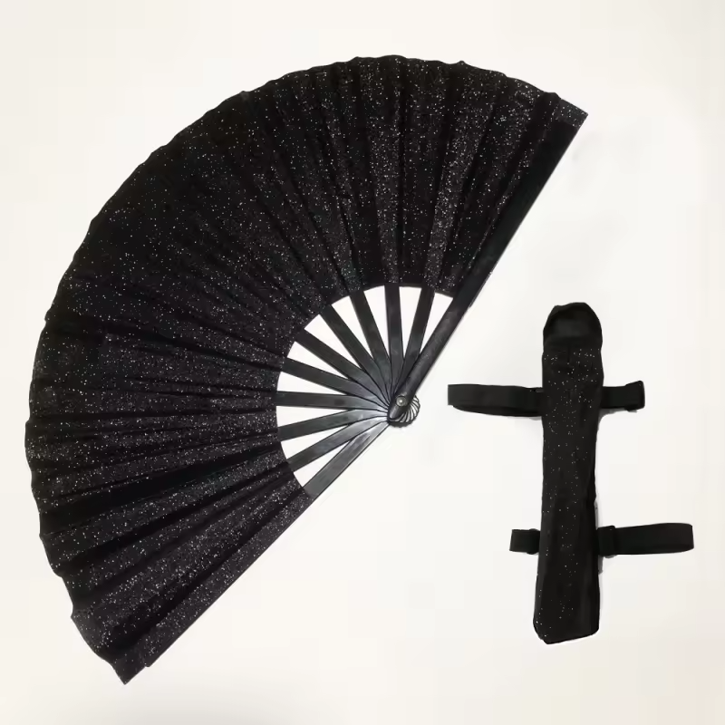 Solfjäder i glitter, large fan med hölster