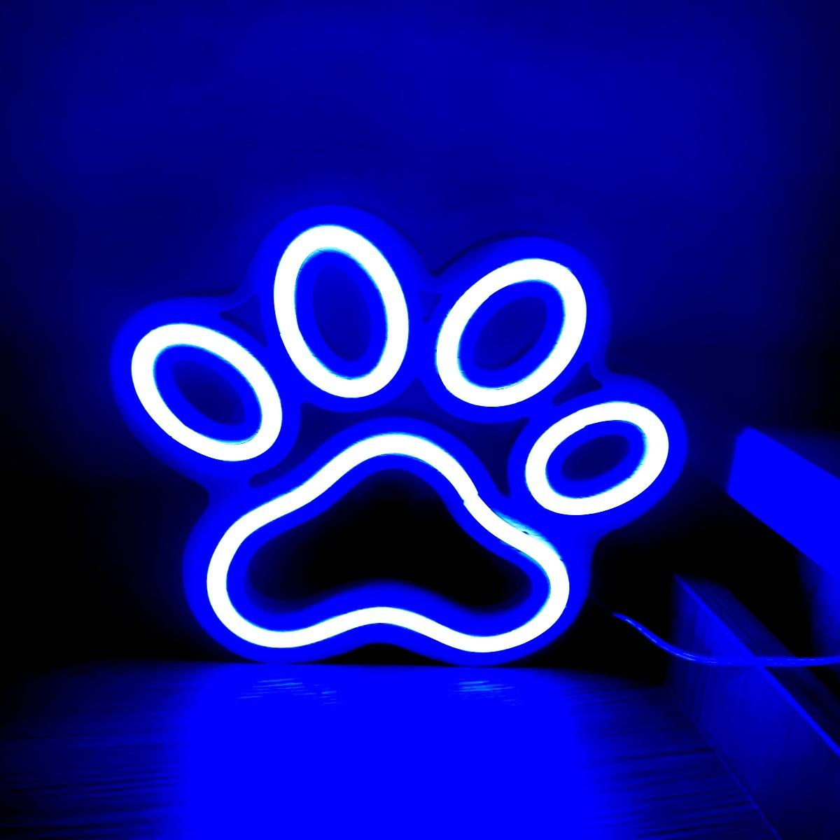 Skylt, grön neon puppy tass, hundtass