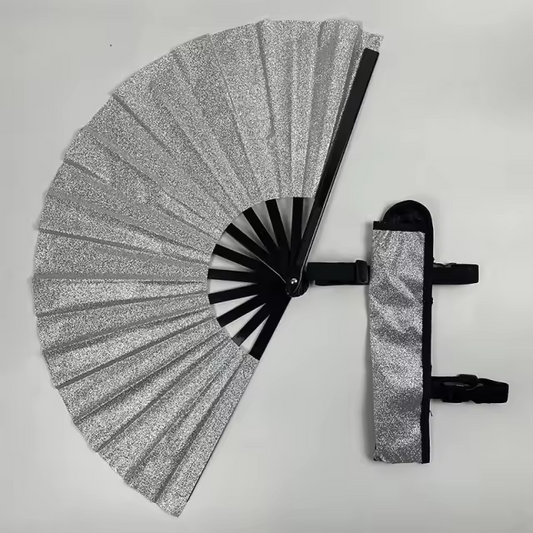 Solfjäder i glitter, large fan med hölster
