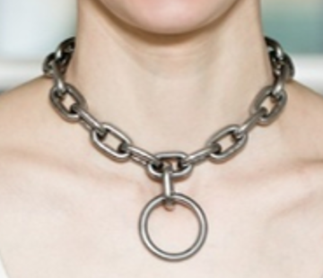 Choker, kedja med lås, halsband för submissiva i nickelfritt stål med hänglås och nycklar