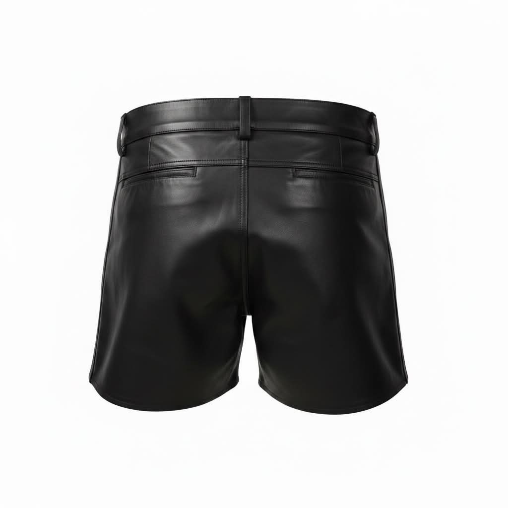 Shorts i äkta läder med vita revärer (kopia)