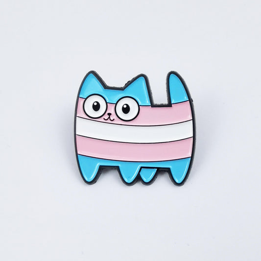 Pin, katt i regnbågs, trans eller pride färg