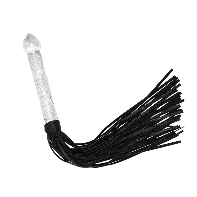 Flogger, piska i läder med glashandtag