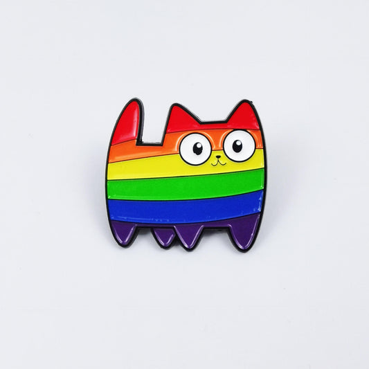 Pin, katt i regnbågs eller pride färg