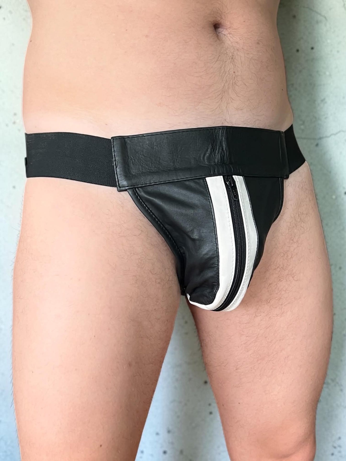 Jockstrap i läder, svarta och vita