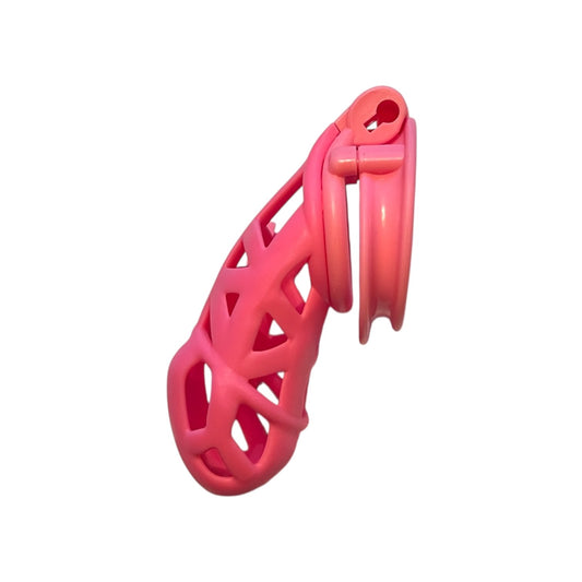 Chastity cock cage - Rosa platt penisring