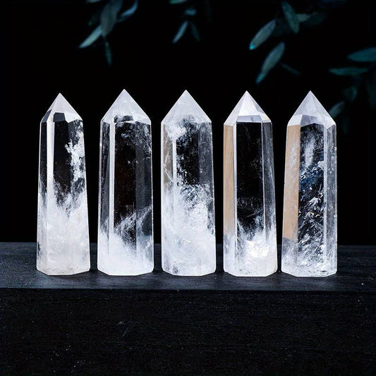 Clear quartz, rock crystal, ground tips.