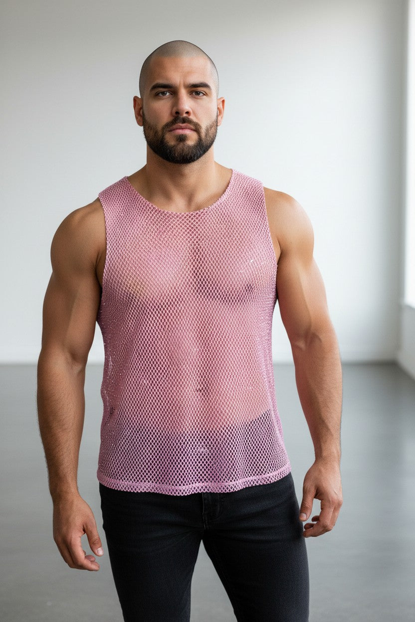 Nätlinne för män, glittrigt, fetisch & unisex – Sexigt glitter i silver eller rosa