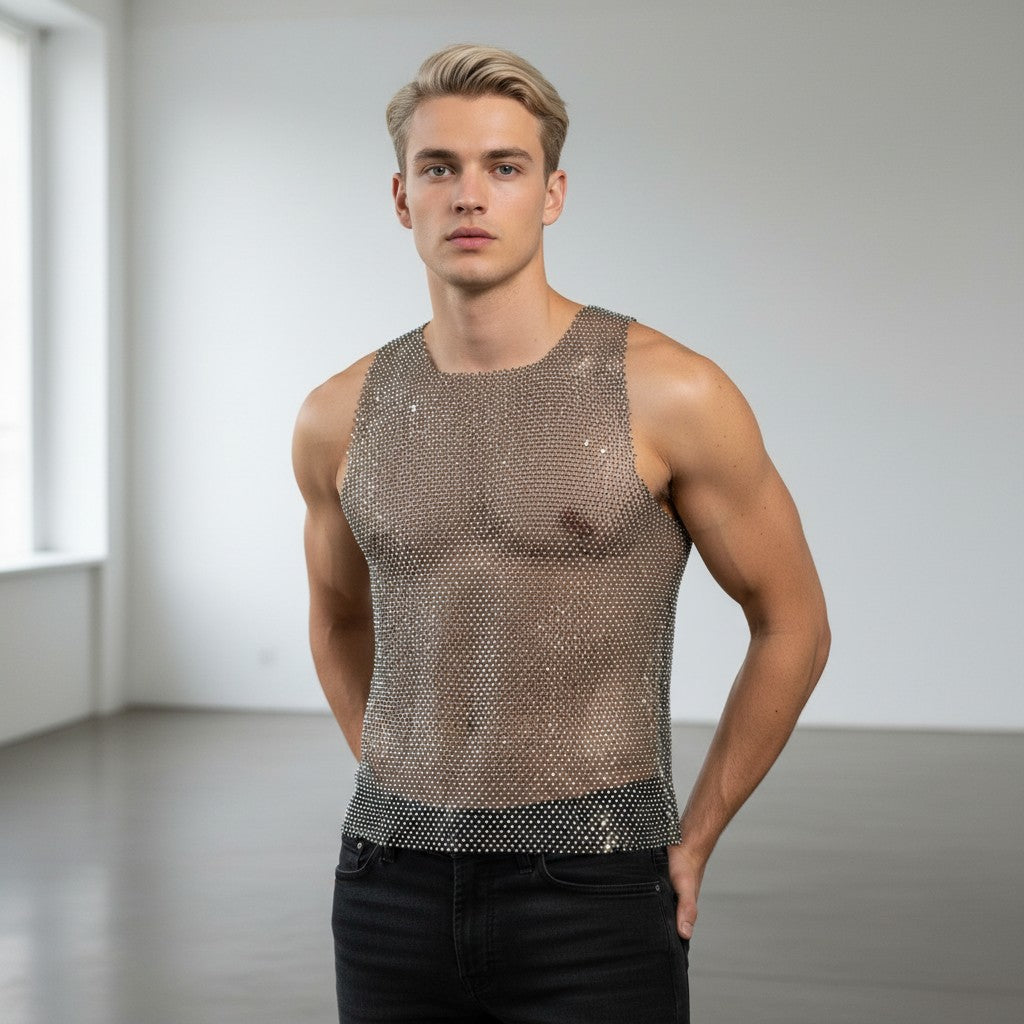 Nätlinne för män, glittrigt, fetisch & unisex – Sexigt glitter i silver eller rosa