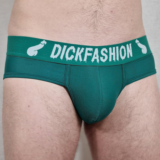 Nice men's underpants, briefs in comfortable and cool sports mesh, green/white