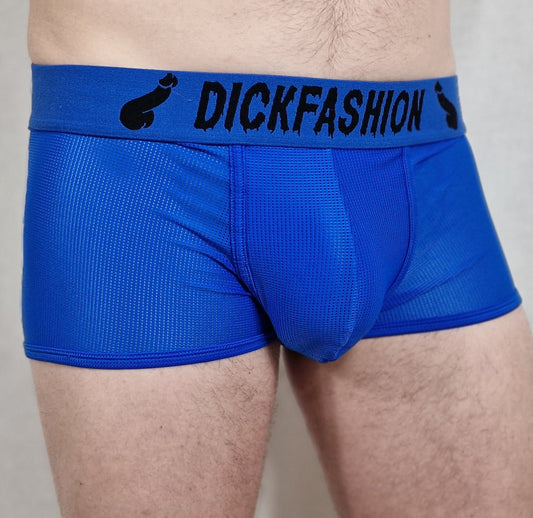 Nice and stylish underpants, trunks or boxers in blue and black sport mesh