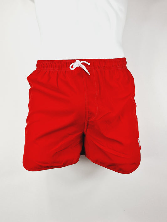Red thin and cool shorts, swimming shorts, beach shorts or training shorts