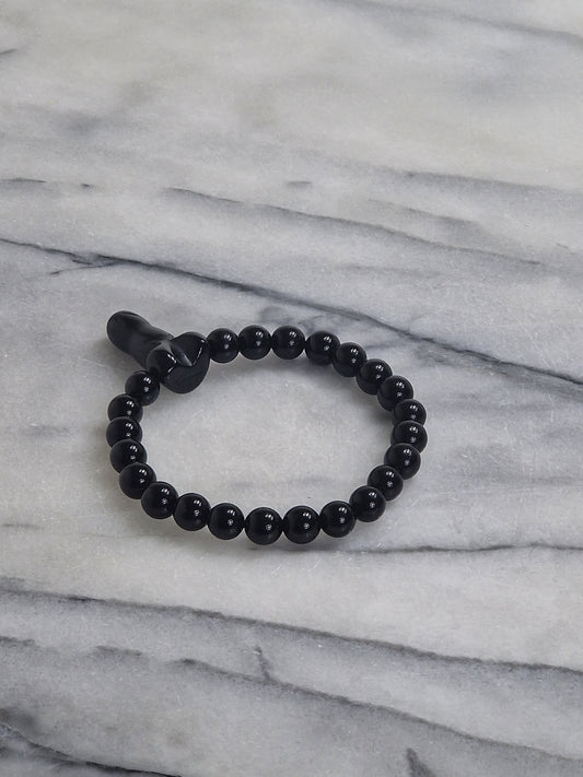 Schwarzer Onyx – Armband aus Halbedelstein schwarzem Onyx