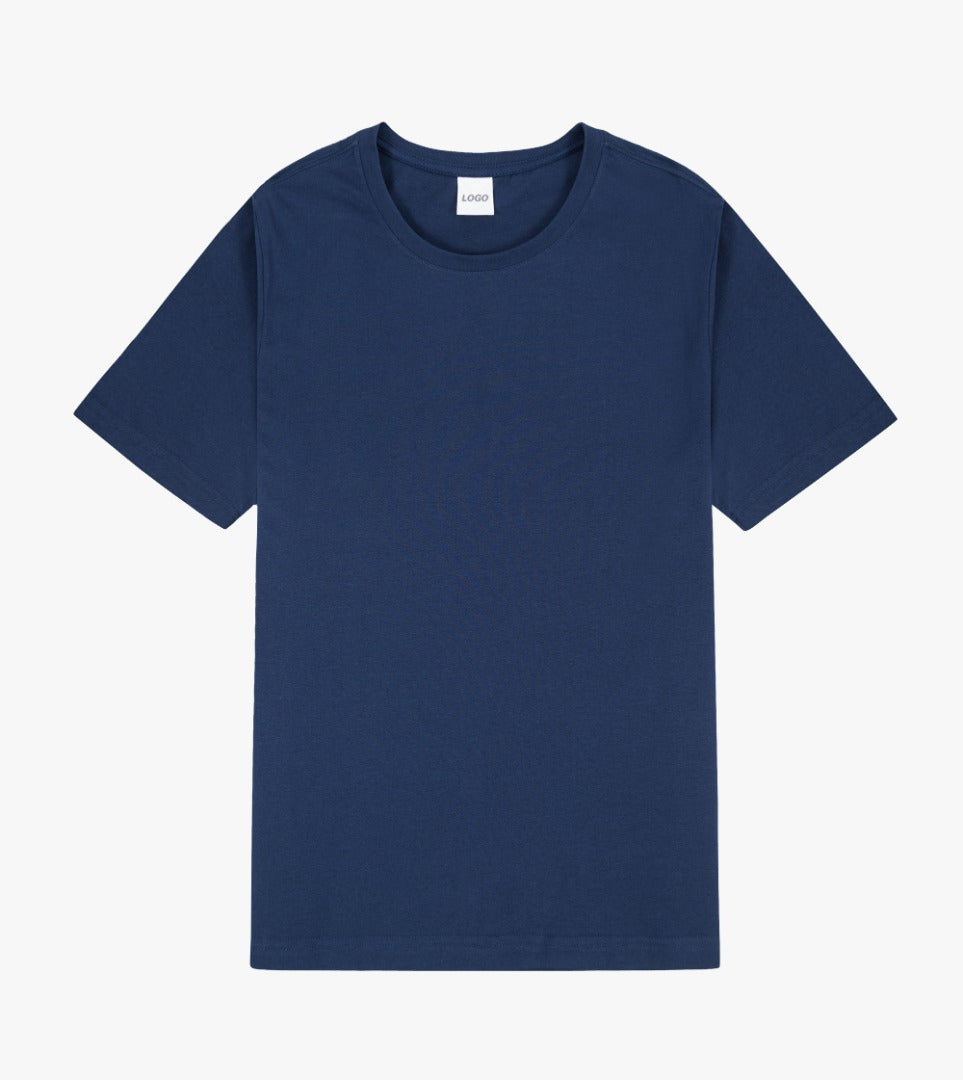 Designa din egna tröja eller t-shirt, här en marinblå t-shirt i regular cotton, du väljer bland flera olika tryck